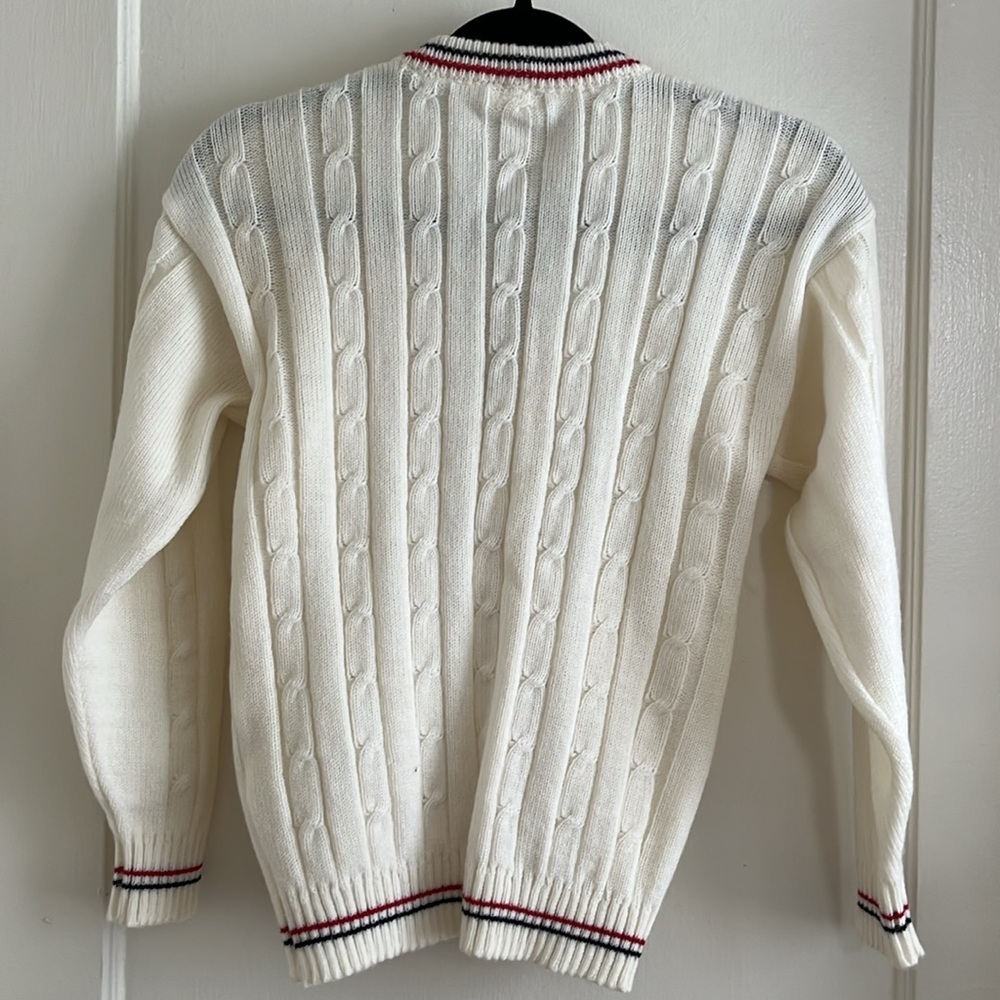 Vintage Cream Cardigan with Red and Black Trim - Picture 3 of 12